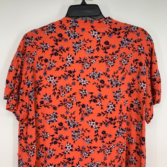 Time and Tru Dress Floral Print V Neck Short Sleeve Pockets - Picture 9 of 10